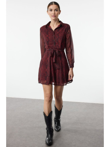 Trendyol Claret Red Animal Mini Woven Dress