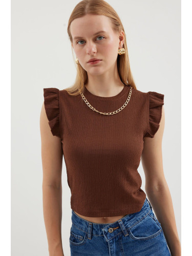 Bigdart 0430 Knitted Blouse - Brown