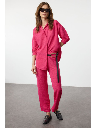 Trendyol Fuchsia Relaxed Cut Knitted Shirt and TrousersTop-Bottom Set