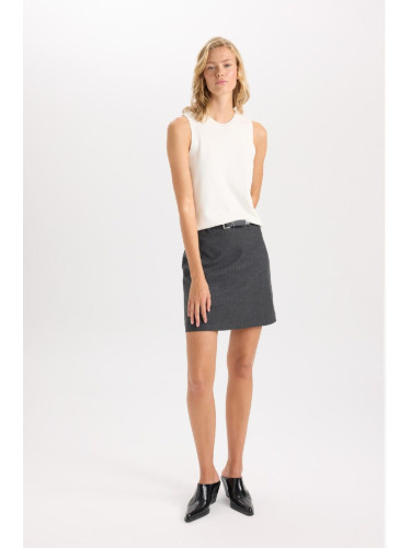 DEFACTO A-Line Basic Plain High Waist Belted Mini Classic Skirt