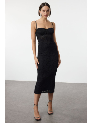 Trendyol Black Bodycon Lined Lace Knit Dress