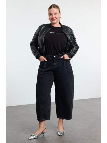 Trendyol Curve Black More Sustainable Stitch Detailed High Waist Balloon Jeans