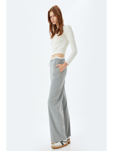 Koton Gray Striped Women's Trousers