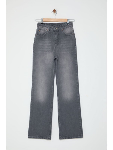 Trendyol Grey High Waist Wide Leg Jeans