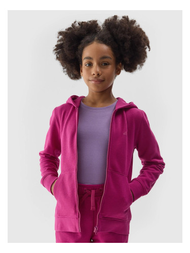 Girls' Sweatshirt with Hoodie 4F - Pink