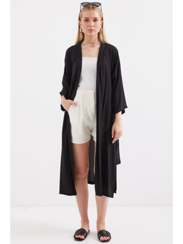 Bigdart 5835 Slit Summer Kimono - Black