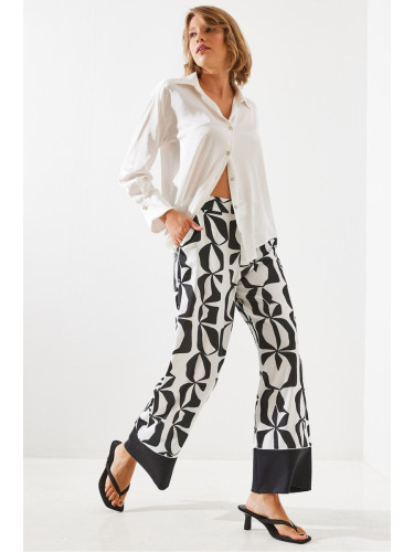 Bianco Lucci Women's Patterned Satin Trousers MBMS005