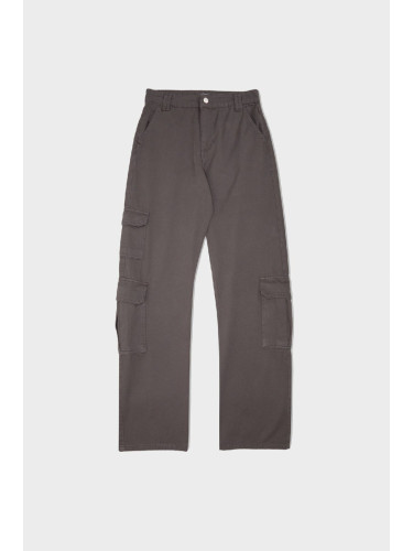 Afra x DeFacto Straight Fit Normal Waist Gabardine Trousers with Cargo Pockets