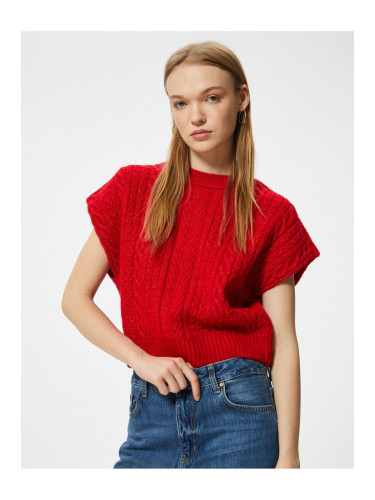 Koton Knitted Textured Sweater Crew Neck Bat Sleeve