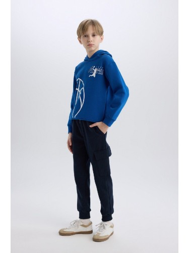 DEFACTO Boy's Elastic Waist Leg Cargo Pocket Jogger Sweatpants