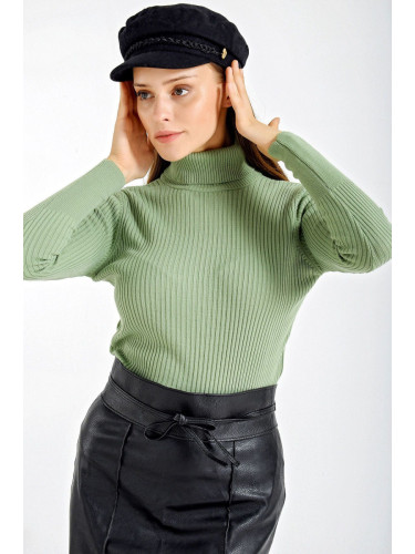 Bigdart 10311 Women's Green Turtleneck Knitwear Sweater