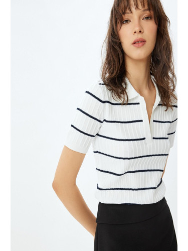 Koton Navy Blue Striped Women's Sweater