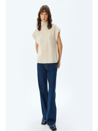 Koton Textured Sleeveless Turtleneck Hair Knit Sweater