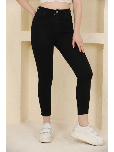 31351 Dewberry Black Elastic Women Jeans-BLACK