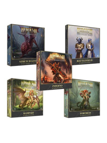 БЪНДЪЛ ALL-NEW 2024 HEROES OF MIGHT & MAGIC III: THE BOARD GAME EXPANSIONS - RAMPART + FORTRESS + INFERNO + FACTION UNITS + BATTLEFIELD 67439 - 67440 