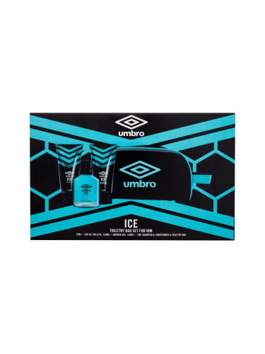 UMBRO Ice Подаръчен комплект EDT 75 ml + душ гел 150 ml + шампоан и балсам 2в1 150 ml + козметична чанта увредена кутия