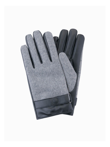 Ombre Elegant men's mixed material gloves - grey melange