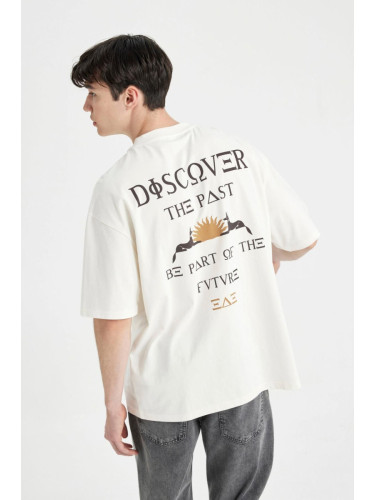 DEFACTO Oversize Fit Crew Neck Back Printed Short Sleeve T-Shirt