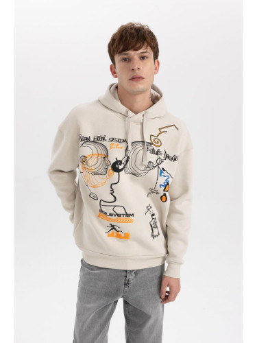 DEFACTO Oversize Fit Back Printed Hooded Sweatshirt