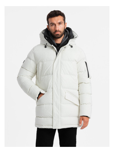 Ombre Outdoor long men's parka jacket - white