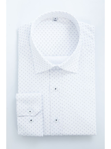 Trendyol White Slim Fit Patterned Men's Classic Smart Shirt