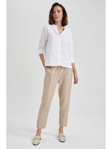 DEFACTO High Waist Linen Look Trousers with Jogger Pockets