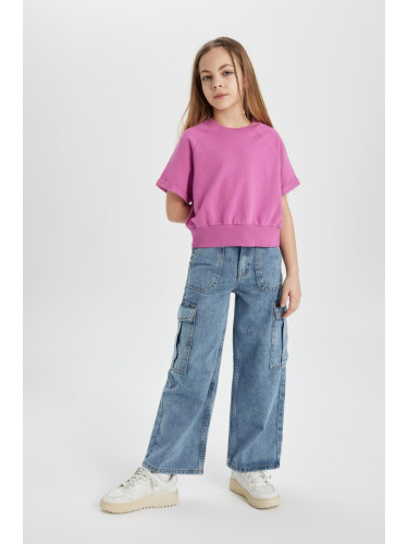 DEFACTO Girls Cargo Fit Wide Leg Jeans