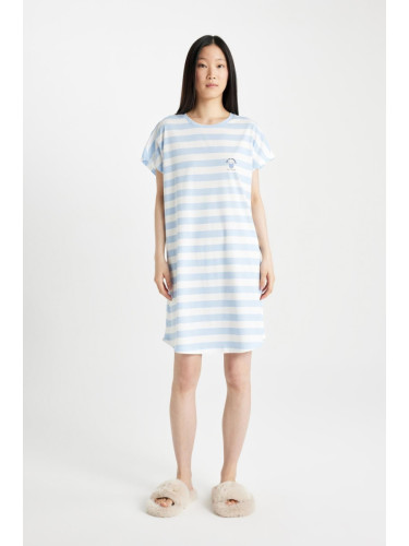 DEFACTO Fall in Love Striped Crew Neck Short Sleeve Nightgown