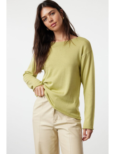 Trendyol Mint Cotton Transparent Look Fine Knitwear Sweater