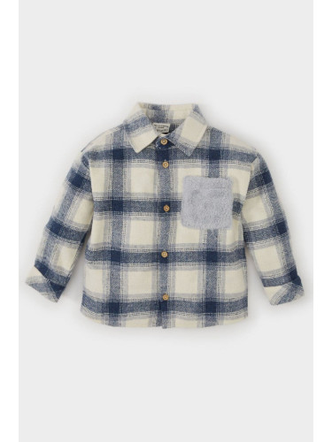 DEFACTO Baby Boy Shirt Collar Flannel Plaid Long Sleeve Shirt