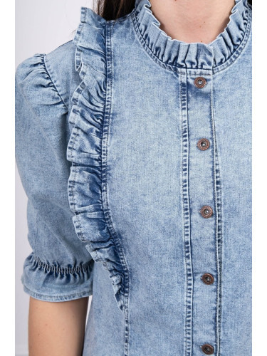 Denim blouse with jabot