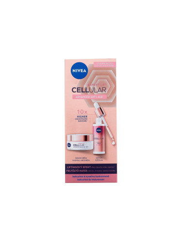 Nivea Cellular Expert Lift Advanced Anti-Age Подаръчен комплект серум за лице Cellular Expert 3-Zone Lift Serum 30 ml + дневен крем за лице Cellular Expert Lift Advanced Anti-Age Day Care SPF30 50 ml увредена кутия