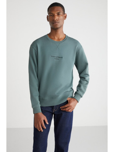 GRIMELANGE Olivier Men's Regular Fit Green Sweatshirt with Embroidery on the Front