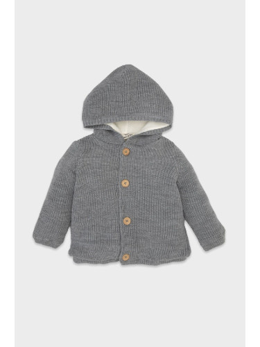 DEFACTO Baby Boy Hooded Plush Lined Buttoned Knitted Cardigan