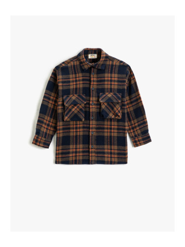 Koton Lumberjack Shirt with Double Flap Pockets Long Sleeve