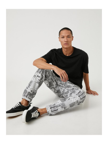 Koton Shawl Patterned Sweatpants Tie Waist Pocket Detailed