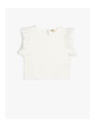 Koton T-Shirt Crew Neck Ruffle Sleeve Cotton