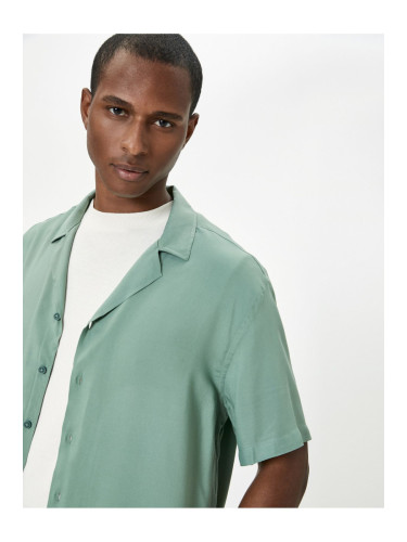 Koton Summer Shirt Short Sleeve Turn-Down Collar Buttoned Viscose Fabric