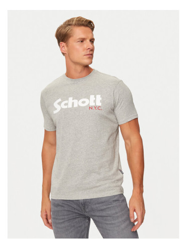 Schott NYC Тишърт TSLOGO Сив Regular Fit