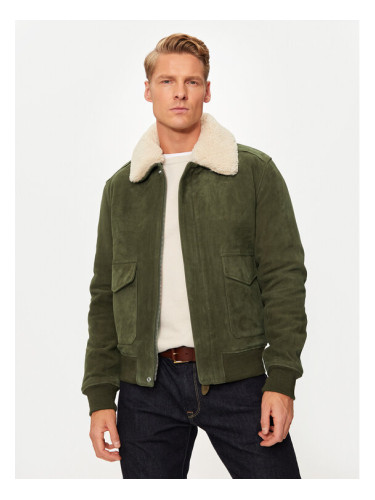 Schott NYC Кожено яке LC2410S Зелен Regular Fit