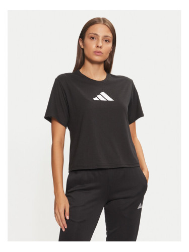 adidas Тениска от техническо трико Train Essentials Big Logo JG8614 Черен Regular Fit