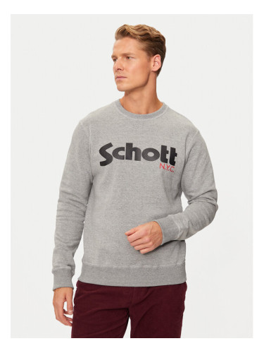 Schott NYC Суитшърт SWCREW Сив Regular Fit