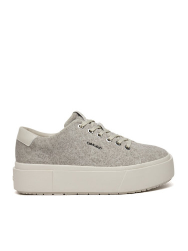 Calvin Klein Сникърси Flatform Cup Lace Up W/Ml Felt HW0HW02325 Сив