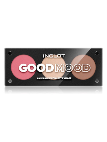 Inglot Face Palette хайлайтър, бронзър и руж цвят Good Mood 7 гр.