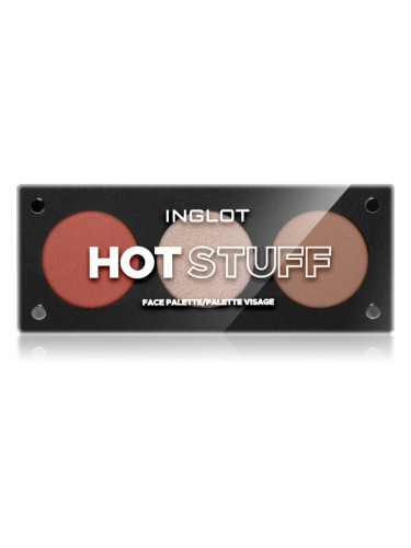 Inglot Face Palette хайлайтър, бронзър и руж цвят HOT STUFF 7 гр.