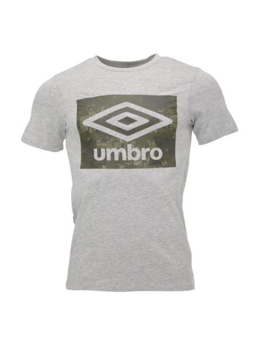 Umbro LAYERED BOX LOGO GRAPHIC TEE Мъжка тениска, сиво, размер