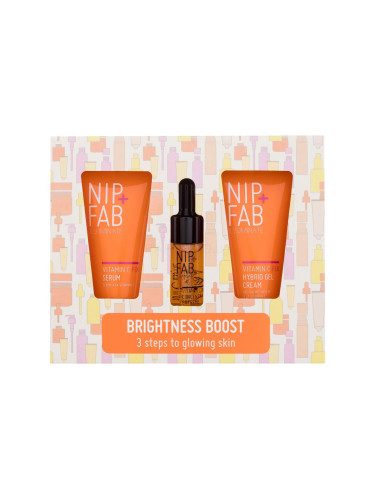 NIP+FAB Illuminate Brightness Boost Подаръчен комплект серум за лице Vitamin C Fix Serum 20 ml + гел крем за лице Vitamin C Fix Hybrid Gel Cream 20 ml + серум за лице Vitamin C Fix Concentrate Extreme 10 ml