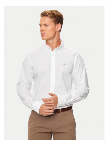 Gant Риза Poplin 3000102 Бял Slim Fit