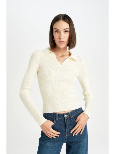 DEFACTO Fitted Polo Neck Ribbed Sweater