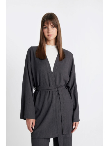 DEFACTO Relax Fit Shawl Collar Wrap Kimono